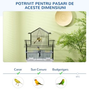 PawHut Cusca pentru Păsări din Metal și Plastic, cu Mâner de Transport și Tavă Detașabilă, Alb, 50.5x41x63 cm | Aosom Romania
