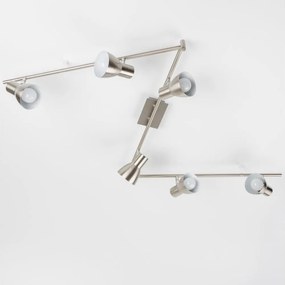 Plafonieră LED cu 6 spoturi, socluri E14, 6x5W, 230V, crom mat