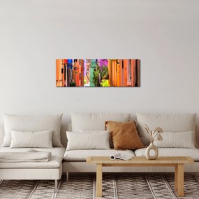 Tablou cu străduță colorata italiană (cu ceas) (90x30 cm)