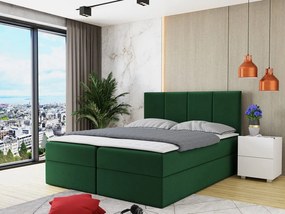 Pat matrimonial 140 cm Gunzy (Verde) (cu somieră și saltea) (cu sp. depozitare). 1104122