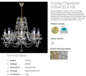 Candelabru Cristal Bohemia Exclusive 8 brate, diam. 66cm Donatela VIII CE