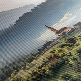Tablou - sătuț în ceață (cu ceas) (90x30 cm)