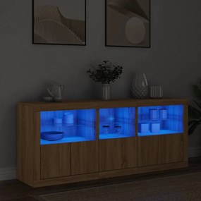 3208997 vidaXL Dulap cu lumini LED, stejar sonoma, 162x37x67 cm