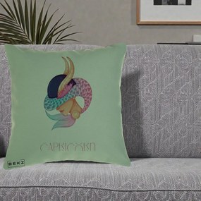 Perna Personalizata Zodiac Capricorn Cowgirl, 40x40 cm, Verde, Husa Detasabila, Perna Inclusa, BEKZ®