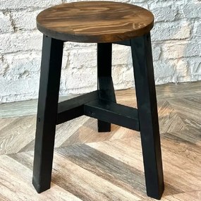 Scaun taburet Heidi , din lemn, culoare nuc-negru, 45 cm