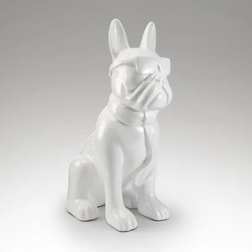 Figurina decorativa mare pentru interior sau exterior Bulldog Frances alb