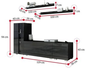 Expedo Set mobilier ELPASO 40, negru/negru luciu
