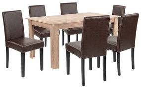 Set de masă Leon 6+1, stejar Sonoma-maro