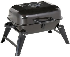 Outsunny Barbecue BBQ Grill de Masa cu Carbune Portabil Pliabil,Fier,Negru, 59x43x36cm