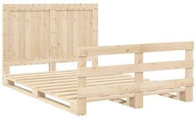 3281540 vidaXL Cadru de pat cu tăblie, 140x200 cm, lemn masiv de pin