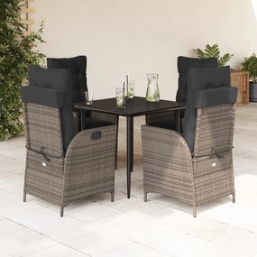 3213215 vidaXL Set mobilier de grădină cu perne, 5 piese, gri, poliratan