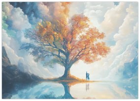 Tablou pe sticlă – Arborele vieții și al iubirii (70x50 cm)