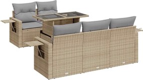 vidaXL Set canapele de grădină cu perne, 6 piese, bej, poliratan