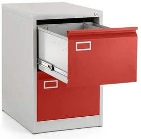 Dosar metalic A4 - 2 sertare, 45,5 x 62 x 71,5 cm, incuietoare cilindrica, rosu - ral 3000