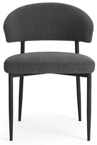 MAZZONI EXPORT IRIS Antracit [Gri închis] (material Monza 130) - SCAUN MODERN TAPIȚAT BOUCLÉ PENTRU SALON/SUFRAGERIE LOFT