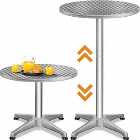 Masă de bar reglabilă din aluminiu NERO, Ø60 cm, argintiu Casaria