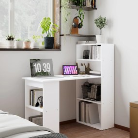 HOMCOM Masa Birou Birou Calculator, 2 Rafturi, 5 Rafturi, 120 cm x 55 cm x 120 cm, Alb | Aosom Romania