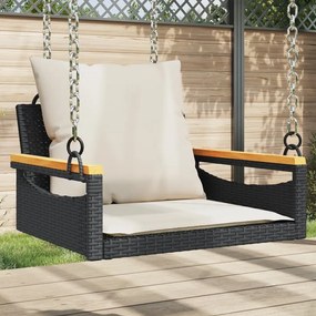 vidaXL Bancă de balansoar cu perne, negru, 63x62x40 cm, poliratan