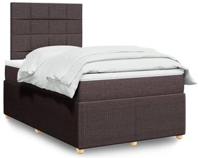 vidaXL Pat box spring cu saltea, maro închis, 120x200 cm, textil