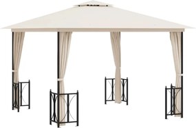 vidaXL Foișor cu pereți laterali și acoperișuri duble, crem, 3x3 m