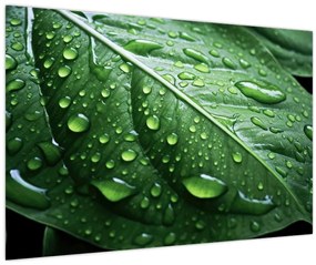 Tablou - Detaliu de frunze după ploaie (90x60 cm)