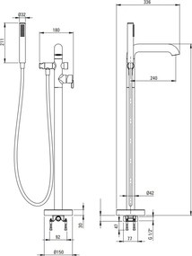 SILIA Baterie freestanding BQS_R17M Finisaj: auriu periat