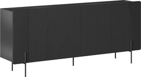 Comodă cu patru uși Malmi 200 cm - negru mat / picioare negre