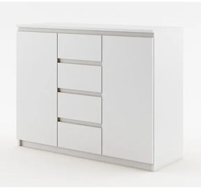 Comoda Thea, Alba, Cu 2 Usi Si 4 Sertare Spatioase, Eleganta si Functionala, 109 x 85 x 40 Cm