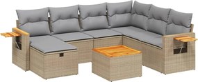vidaXL Set canapele de grădină, 8 piese, cu perne, bej, poliratan