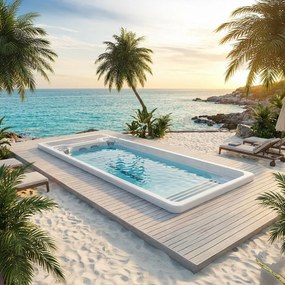 Piscina Wellis Beach Club Deluxe Swim Spa 600 235 147 cm, contracurent, 2 sunbed-uri, 7200 L