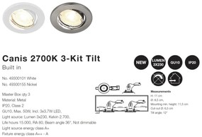Set de 3 spoturi incastrabile Canis alb 2700K 49300101 NL