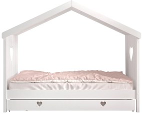 Set AMORI în alb format dintr-un Pat copii Vipack fără cap (90 x 200 cm) și un sertar de Pat copii.