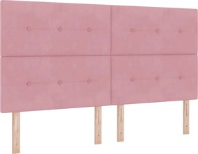 vidaXL Pat cu arc LED cu saltea cu headboard Roz 180 x 200 cm Catifea