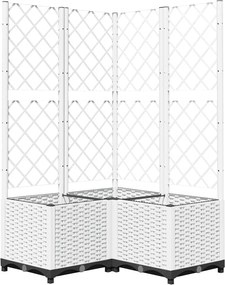vidaXL Jardinieră de grădină cu spalier, alb, 80x80x136 cm, PP