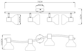 Globo 54921-4 - Lampă spot LOTHAR 4xE14/40W/230V