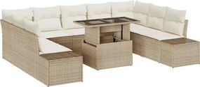 vidaXL Set de canapele pentru grădină 10 pcs Bej Rattan poli