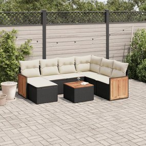 3260292 vidaXL Set mobilier de grădină cu perne, 8 piese, negru, poliratan