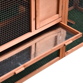 PawHut Iepurieră de Exterior din Lemn Cușcă pentru Iepuri Două Etaje cu Acoperiș Ușă și Fereastră Tavă Detașabilă și Lavabilă Mare Confort Spațiu Generos 144x64.5x100cm | Aosom Romania