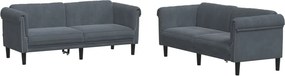 vidaXL Set canapea, 2 piese, gri închis, catifea