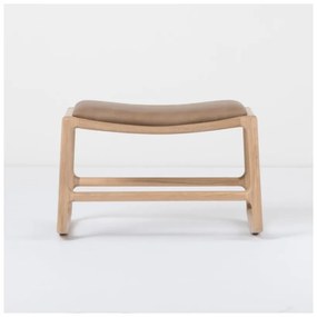 Taburet din piele bovină cu structură din lemn masiv de stejar Gazzda Dedo, maro