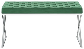 289052 vidaXL Bancă, verde închis, 97 cm, catifea și oțel inoxidabil