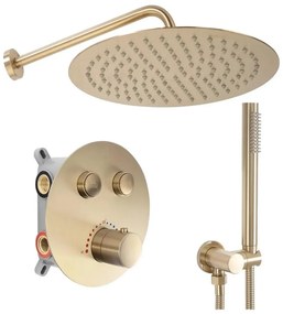 REA-P8551 - Set de duș LUNGO cu baterie termostatată încastrată, auriu periat