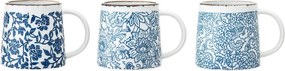 Căni albe/albastre 3 buc. din gresie ceramică Molly – Bloomingville