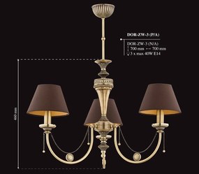 Candelabru 3 brate design clasic realizat manual Dorato