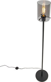 Lampa de podea de design neagră cu sticlă fumurie - Dome