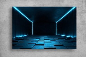 Tapet Premium Canvas - Camera albastra luminata cu neoane