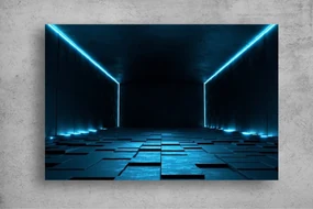 Tapet Premium Canvas - Camera albastra luminata cu neoane