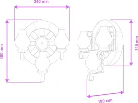 Aplică Brilagi ROATA APLICA 3xE14/40W/230V fag/nuc