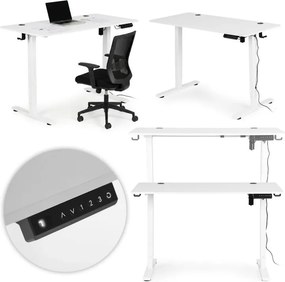 Masă de lucru electrică reglabilă pe înălțime cu picioare albe - 120 x 60 cm Negru