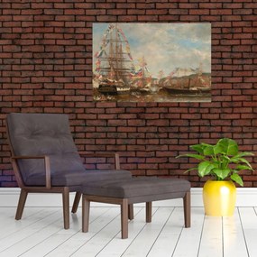 Tablou - Eugène Boudin, Festival in the Harbor of Honfleur, reproducere (90x60 cm)